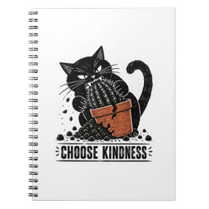 Funny Cat Choose Kindness Linocut Meme Notebook