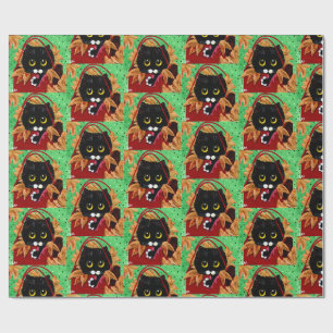 Funny Cat Christmas Art Wrapping Paper