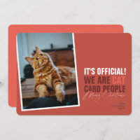 Funny Cat Christmas Card Red Meowy Christmas