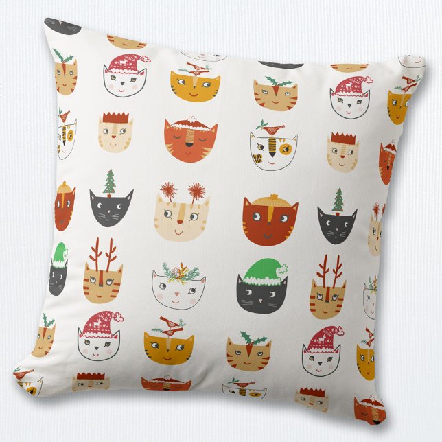 Funny Cat Christmas Cushion (Fun Christmas Cat pillow)