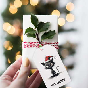 Funny Cat Christmas Gift Tag