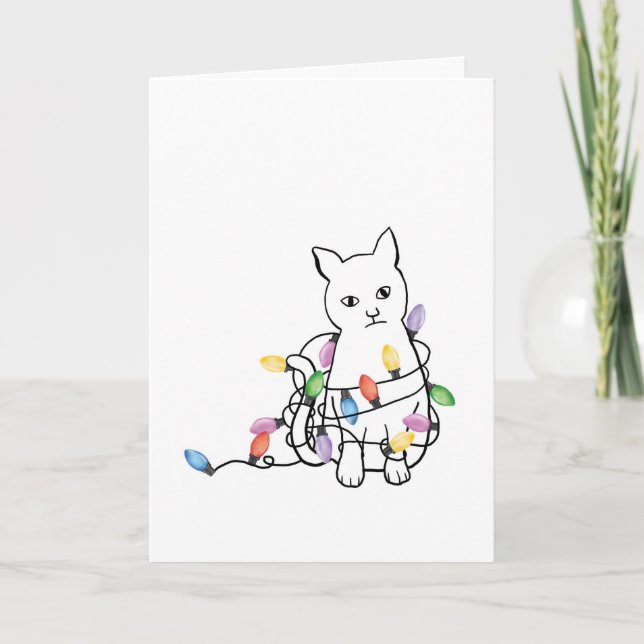 Funny Cat Christmas Holiday Card (Front)