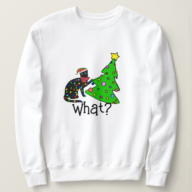 Funny Cat Christmas Hoodie - Tree Sweatshirt (Design Front)