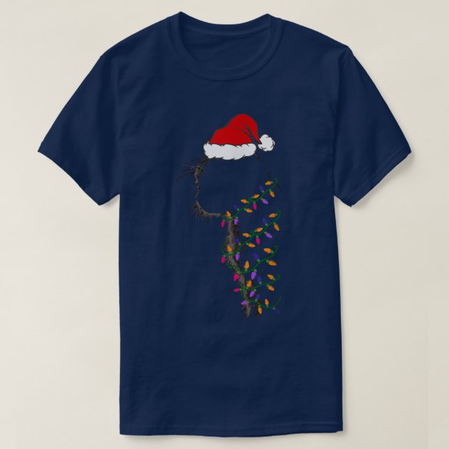 Funny Cat Christmas Light T Funny Cat Lover Christ T-Shirt (Design Front)