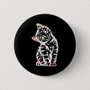 Funny Cat Christmas Lights Cat Lover Cat Christmas 6 Cm Round Badge