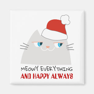 Funny Cat Christmas Magnet Meowy Cute Gift
