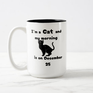 Funny Cat Christmas Morning Pajamas Two-Tone Coffee Mug