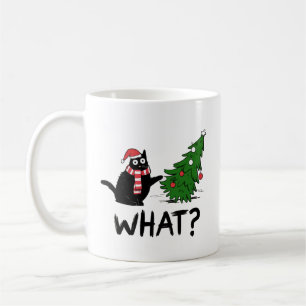 Funny Cat Christmas Mug – Cat Knocked Over Tree