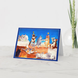 Funny Cat Christmas party greeting card