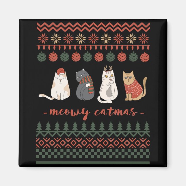 Funny Cat Christmas Pun - Cat Christmas Magnet (Front)