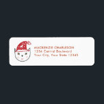 Funny Cat Christmas Return Address Label<br><div class="desc">A cute and funy cat with a festive winter holidays hat.  Original art by Nic Squirrell.  Change the name and address to personalise.</div>