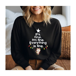 Funny cat Christmas tree lights it's fine Sweatshirt