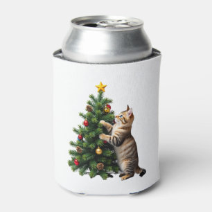 Funny Cat Christmas Tree Xmas Gifts Men Women Kids Can Cooler