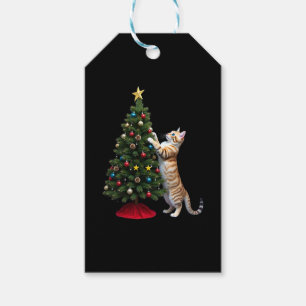 Funny Cat Christmas Tree Xmas Gifts Men Women Kids Gift Tags