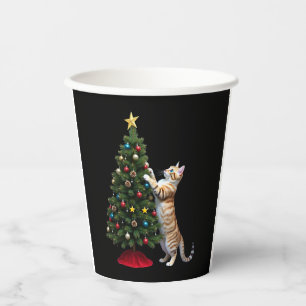 Funny Cat Christmas Tree Xmas Gifts Men Women Kids Paper Cups