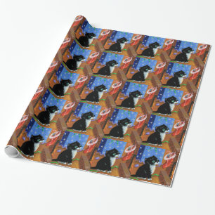 Funny Cat Christmas Tuxedo Kitten Mouse Wrapping Paper