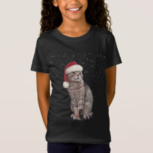 Funny Cat Christmas Wearing A Christmas Hat T-Shirt