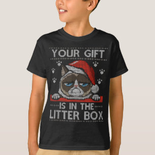 Funny Cat Christmas Your Gifts Is In The Litter Bo T-Shirt