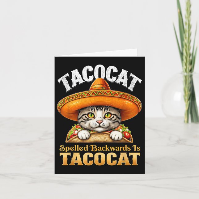 Funny Cat Cinco De Mayo Tacocat Spelled Backward I Card (Front)