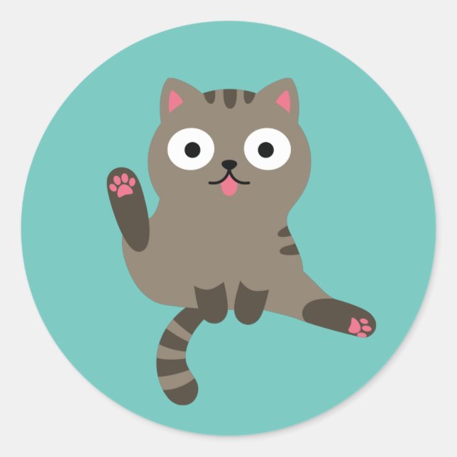 Funny Cat Classic Round Sticker (Front)