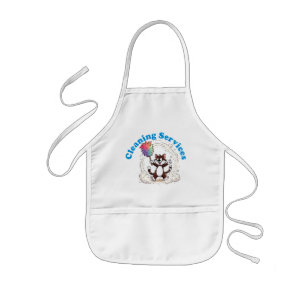 Funny Cat Cleaning with Colourful Feather Brusht Kids Apron