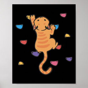 Funny Cat Climber Rock Climbing Cute Bouldering Ki Poster