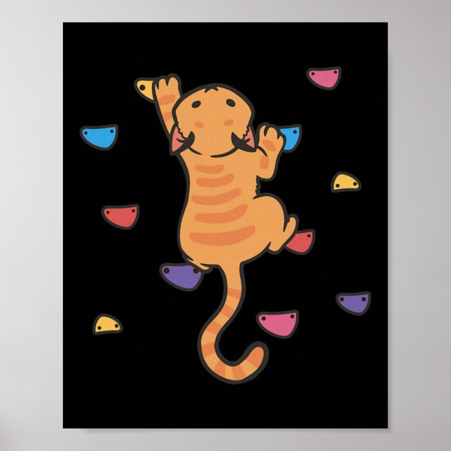Funny Cat Climber Rock Climbing Cute Bouldering Ki Poster (Front)