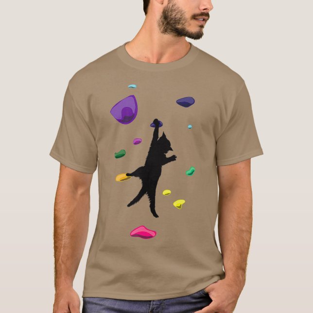 Funny Cat Climber Rock Climbing Gift For Men And T-Shirt (Front)