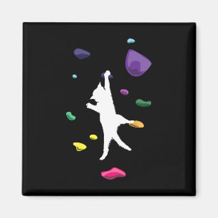 Funny Cat Climber Rock Climbing Gift For Men Women Magnet