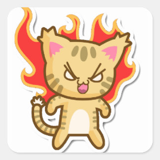 Funny cat clipart Cute cat clipart kitten Square Sticker