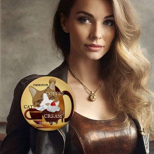 Funny Cat Coffee Cream Cupcake Button