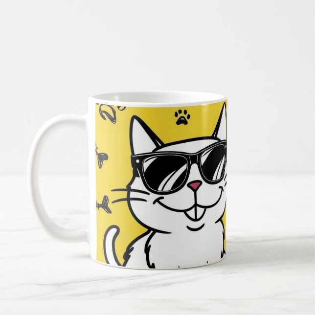 Funny Cat coffee cup Cartoon cat  (Left)