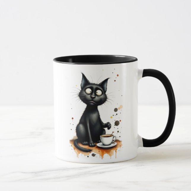 Funny Cat Coffee Mug – Quirky Coffee Lover Gift (Right)