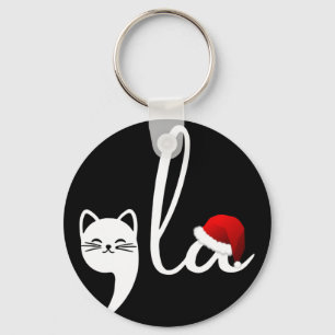 Funny Cat Comma La Kamala Harris Christmas Santa H Key Ring
