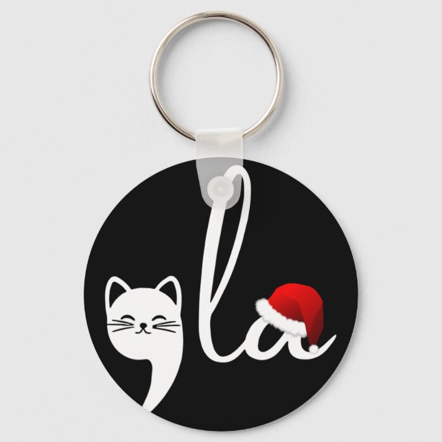Funny Cat Comma La Kamala Harris Christmas Santa H Key Ring (Front)