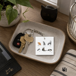 Funny Cat Commands Illustrated Training Chart Key Ring