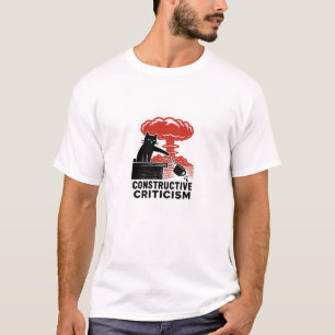 Funny Cat Constructive Criticism Linocut Meme T-Shirt