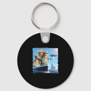 Funny Cat Couple Selfie With Alien Trip Vacation C Key Ring