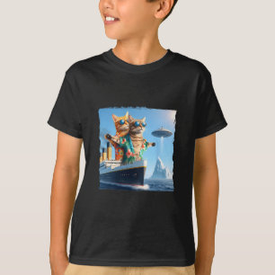 Funny Cat Couple Selfie With Alien Trip Vacation C T-Shirt