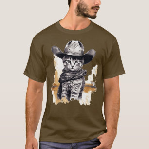 Funny Cat Cowboy Cowgirl Meow Howdy Meowdy T-Shirt