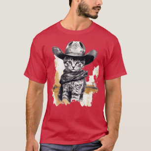 Funny Cat Cowboy Cowgirl Meow Howdy Meowdy T-Shirt