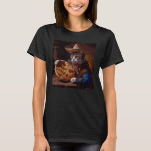 Funny Cat Cowboy Pizza T-Shirt