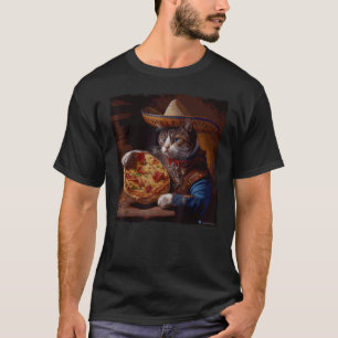 Funny Cat Cowboy Pizza T-Shirt