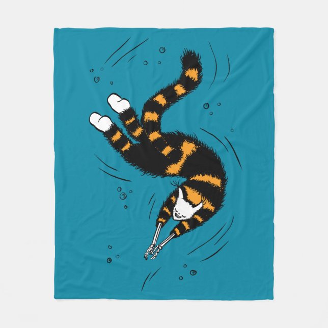 Funny Cat Creature Skeleton Hands Swimming Gothic Fleece Blanket (Front)