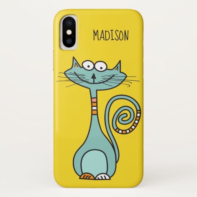 Funny Cat custom name & colour phone cases (Back)