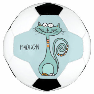 Funny Cat custom name & colour soccer ball