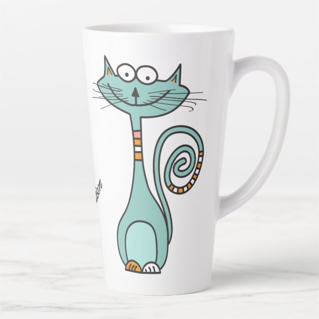 Funny Cat custom name Latte mug (Right)