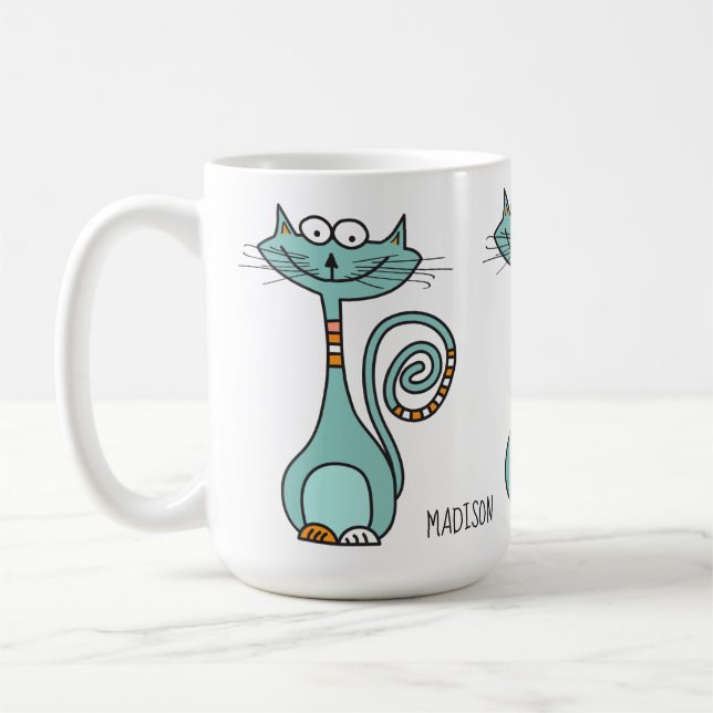Funny Cat custom name mugs (Left)