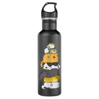 Funny Cat Cute Kitty Pile Cats Anime Kawaii Neko J 710 Ml Water Bottle