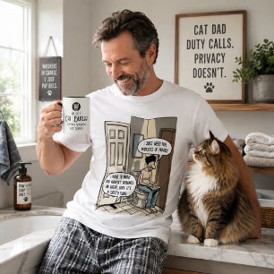 Funny Cat Dad Bathroom Humour Gift T-Shirt
